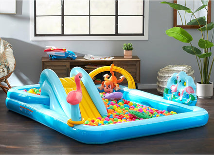 Intex 96" x 78" x 28" Inflatable Jungle Adventure Play Center Spray Kiddie Pool - Backyard Kids Water Slide, Outdoor Blow-Up Splash Pad for Toddlers