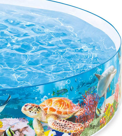 Intex Deep Sea Blue 8 Feet x 18 Inch SnapSet Instant Round Plastic Above Ground Swimming Kiddie Pool for Ages 3 Years and Up, Blue