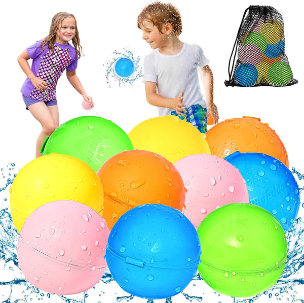 SOPPYCID 10PCS Reusable Water Balloons Quick Fill for Kids, Refillable Magnetic Water Balloons for Pool & Beach, Water Ball Toys for Summer Outdoor Games, Outside Activities