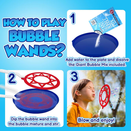 Giant Bubble Wands, Bubble Toys, Large Blowing Rings, Variety Shapes Set for Big Soap Bubbles, Includes Huge Bubble Mix Solution Kit 11 Pack, Summer Party, Park Beach Fun Activities