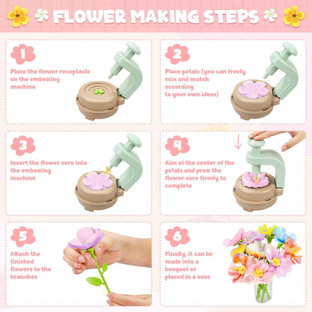 Fabric Flower Bouquets Toys, DIY Craft Kits Toys for Kids - Flowers Market Toy, Build Your Flower Bouquet, Arts & Crafts for 4 5 6 7 8 Year Toddler Girl, Educational Activity Preschool B-Day Gifts
