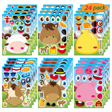 24 Sheets Make-a-face Stickers, Make Your Own Ice Cream Mix and Match Sticker Sheets DIY Summer Ice Cream Stickers for Kids Party Favors Activities