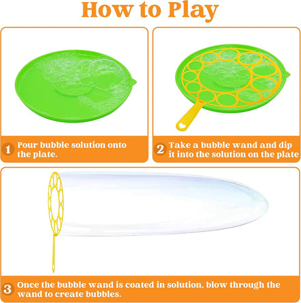 JOYIN Big Bubble Wands Set Bulk for Kids Summer Outdoor Activity Party Favors, 18 Pcs Giant Bubble Maker with Tray, 12" Large, 6 Pcs Solution Suitable for All Age People