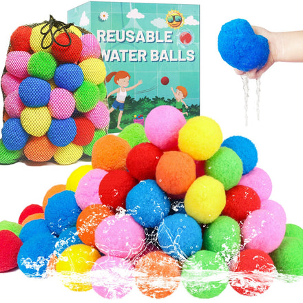 60 Pcs Reusable Water Balls, Reusable Water Balloons for Outdoor Toys and Games, Water Toys for Kids and Adults Boys and Girls - Summer Balls for Pool and Backyard Fun