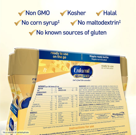 Enfamil NeuroPro Baby Formula, MFGM* 5-Year Benefit, Expert-Recommended Brain-Building Omega-3 DHA, Exclusive Immune Supporting HuMO6 Blend, Ready-to-Feed Infant Formula, Liquid, 8 Fl Oz, 24 Bottles