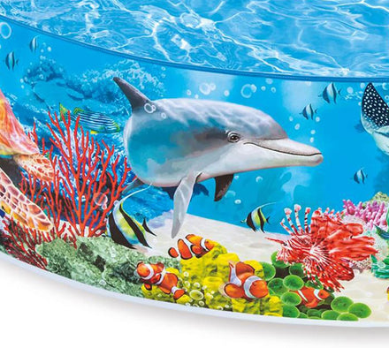 Intex Deep Sea Blue 8 Feet x 18 Inch SnapSet Instant Round Plastic Above Ground Swimming Kiddie Pool for Ages 3 Years and Up, Blue