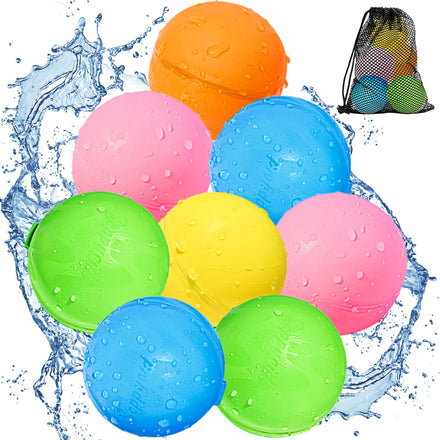 SOPPYCID 6PCS Reusable Water Balloons - Quick Fill Water Balls Toys For Toddler Age 4-8 - Refillable Magnetic Self-Sealing Water Splash Bomb For Summer Party Pool Outdoor Beach Toys for kids Age 8-12