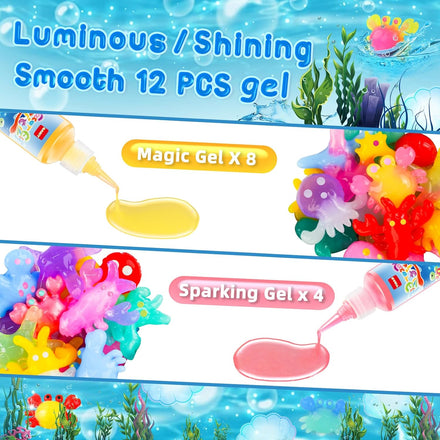 Magic Water Elf Toy Kit, Aqua Fairy Water Gel Kit, Aqua Fairy, Magic Water Elf, Magic Water Gel Kit with 12 Magic Gels and 6 Molds, Children's DIY Magic Elf Water Toy, Gifts for Kids, Boys, Girls