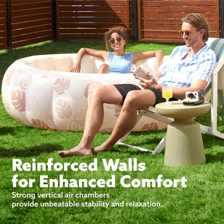 SLOOSH Inflatable Swimming Pool,5.5ft x 20 Inch Full-Sized Blow Up Durable Thickened Luxury Above Ground Family Pool with Comfortable Backrest for Summer Water Party Backyard Garden Lawn,Sandy