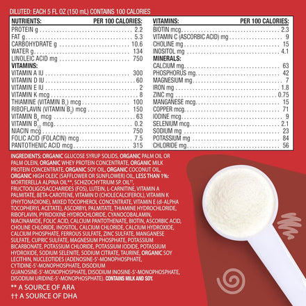 Earth's Best Organic Baby Formula for Babies 0-12 Months, Powdered Dairy Infant Formula with Iron, Omega-3 DHA, and Omega-6 ARA, 32 oz Formula Container