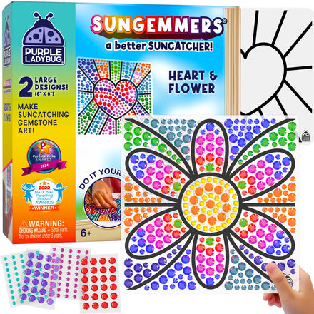 PURPLE LADYBUG SunGemmers Suncatcher Gem Art for Kids – Fun Summer Activity for Ages 6-12, Birthday Gift for Girls 6-8, 7-8, Arts & Crafts Activities, Window Diamond Art Kit