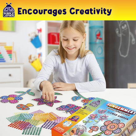 PURPLE LADYBUG SunGemmers Suncatcher Gem Art for Kids – Fun Summer Activity for Ages 6-12, Birthday Gift for Girls 6-8, 7-8, Arts & Crafts Activities, Window Diamond Art Kit