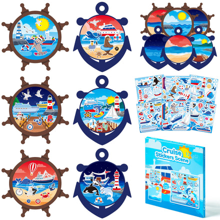 CY2SIDE Summer Beach Stickers - 12PCS Summer Drifting Bottles Sticker Art Craft for Kid Make Your Own Beach Sticker Scene with Pineapple Flamingo DIY Hawaii Party Game Class Fun Activities