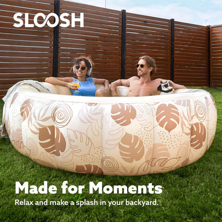 SLOOSH Inflatable Swimming Pool,5.5ft x 20 Inch Full-Sized Blow Up Durable Thickened Luxury Above Ground Family Pool with Comfortable Backrest for Summer Water Party Backyard Garden Lawn,Sandy