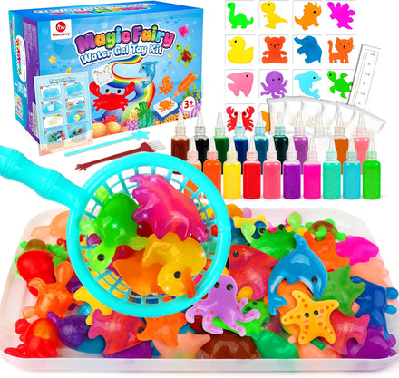 Mocoosy 20 Colors Magic Water Gel Kit for Kids, Aqua Fairy Water Elf Toy Kit with 20 Magic Gels & 16 Squishy Maker Molds, Squishy Making Kit Water Pets DIY STEM Toy Crafts Gifts for Boys Girls