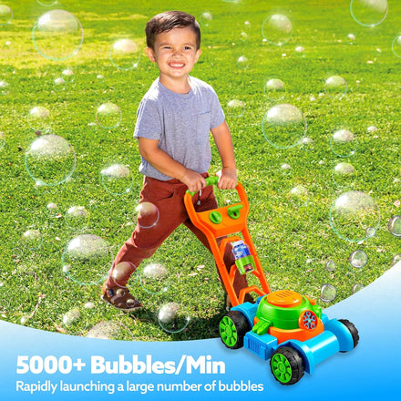 SLOOSH Bubble Lawn Mower Toddler Toys - Kids Bubble Machine Summer Outdoor Push Toy Games, Backyard Garden Outside Play Toddlers Preschool Boys Girls Birthday Gifts (Blue)
