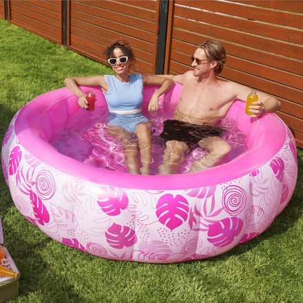 SLOOSH Inflatable Swimming Pool,5.5ft x 20 Inch Full-Sized Blow Up Durable Thickened Luxury Above Ground Family Pool with Comfortable Backrest for Summer Water Party Backyard Garden Lawn,Sandy