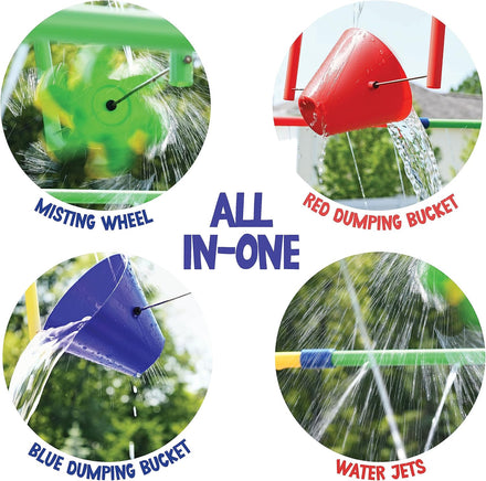 Backyard Waterpark with Splash Wheel, Dump Buckets for Kids Outdoor Water Play