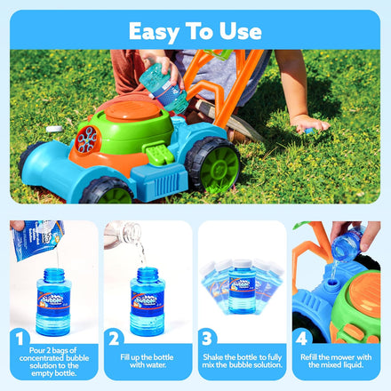 SLOOSH Bubble Lawn Mower Toddler Toys - Kids Bubble Machine Summer Outdoor Push Toy Games, Backyard Garden Outside Play Toddlers Preschool Boys Girls Birthday Gifts (Blue)
