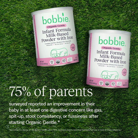 Bobbie Organic Gentle Infant Formula, Milk Based Powder with Iron, DHA, Vitamin D & 100% Lactose Like Breast Milk, For Fusiness, Crying & Digestive Health, Newborn Baby-12 Months Old, 14.1 oz, 1 Pack