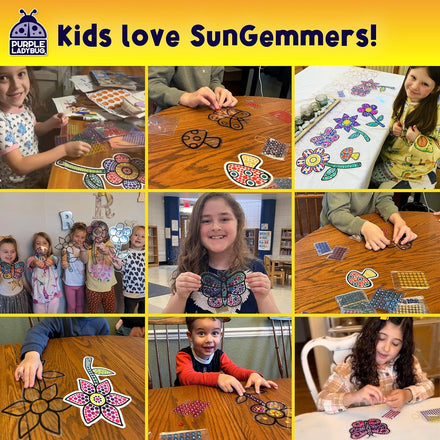 PURPLE LADYBUG SunGemmers Suncatcher Gem Art for Kids – Fun Summer Activity for Ages 6-12, Birthday Gift for Girls 6-8, 7-8, Arts & Crafts Activities, Window Diamond Art Kit