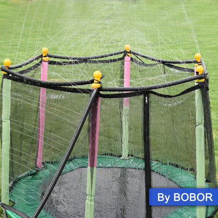 Bobor Trampoline Sprinkler for Kids, Outdoor Backyard Water Park Fun Summer Outdoor Water Sprinkler Toys for Boys Girls (Black, 39ft)