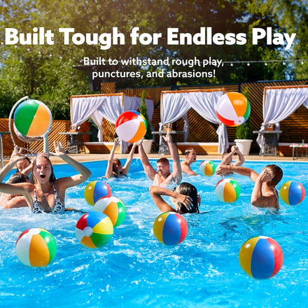 JOYIN Rainbow Beach Balls(12 Pack), 12'' Inflatable Swimming Pool Toys for Summer Water Games Kids Birthday Party Supplies Combo Set Include Inflatable Beach Balls