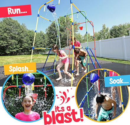 Backyard Waterpark with Splash Wheel, Dump Buckets for Kids Outdoor Water Play