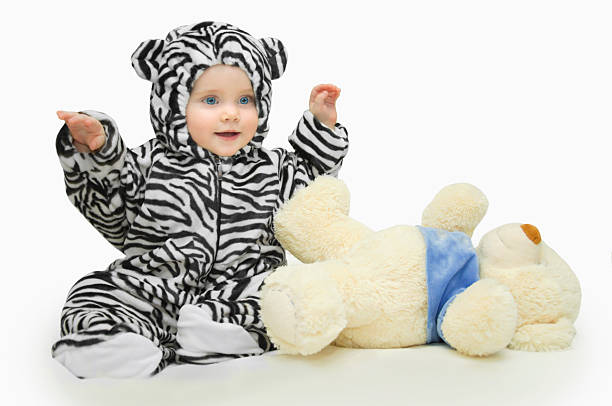 Baby wearing a comfortable animal costume.