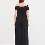 Motherhood Maternity Women's Maxi Maternity Dress for Causal, Photoshoot, or Baby Shower, Black, Medium