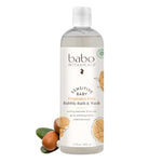 Babo Botanicals sensitive baby bubble bath and wash bottle on a white background