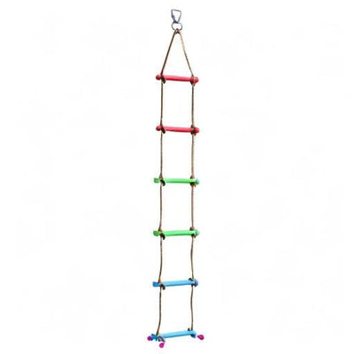 Rainbow Craft 6.6FT Climbing Rope Ladder Ninja Ladder for Kids - Kids Ninja Warrior Obstacle Course Accessories - Ninja Warrior Slackline Ladder, Playground Ninja Obstacles Swing Rope Ladder