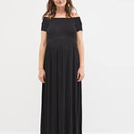 Motherhood Maternity Women's Maxi Maternity Dress for Causal, Photoshoot, or Baby Shower, Black, Medium