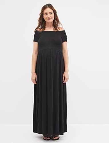 Motherhood Maternity Women's Maxi Maternity Dress for Causal, Photoshoot, or Baby Shower, Black, Medium