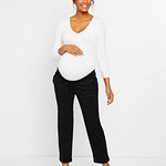 Motherhood Maternity womens Under Belly Drawstring Knit Maternity Pants Leggings, Black, X-Small US