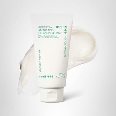innisfree Green Tea Amino Acid Cleansing Foam, Sulfate-Free Hydrating Korean Face Wash, Gentle Lather, pH-Balanced Skincare