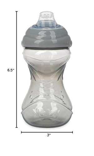 Nuby Clik-It Soft Spout No-Spill Easy Grip Sippy Cup - (3-Pack) 10 Oz - 6+ Months - Neutral