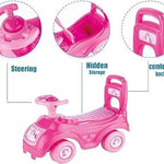 Dolu : Walk & Drive Ride-On - Pink Unicorn - Kids Foot-to-Floor Ride-On Vehicle with Horn, Sound Effects, Toddlers & Children Ages 12mo+