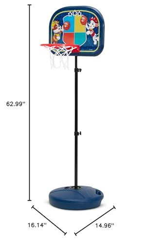 Delta Children - PAW Patrol Kids Basketball Hoop Set, Height Adjustable Toddler Basketball Goal with Stand, Indoor Outdoor Sports Toy, Includes Ball and Pump, Blue