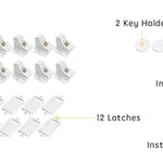 Vmaisi Adhesive Magnetic Cabinet Locks (12 Locks and 2 Keys)