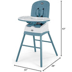 Chicco Stack Hi-Lo 6-in-1 Multi-Use Convertible High Chair, Reclines for Babies and Toddlers, Easy-Clean Baby High Chair Booster Toddler Seat Combo | Tide/Blue/Green