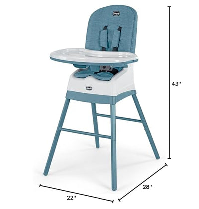 Chicco Stack Hi-Lo 6-in-1 Multi-Use Convertible High Chair, Reclines for Babies and Toddlers, Easy-Clean Baby High Chair Booster Toddler Seat Combo | Tide/Blue/Green