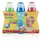 Nuby Non-Drip Standard Neck Bottles, 10 Ounce (Orange/Green/Aqua)