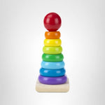 Melissa & Doug Rainbow Stacker Wooden Ring Educational Toy - Wooden Stacking Rings, Stacker Toys for Toddlers Ages 2+