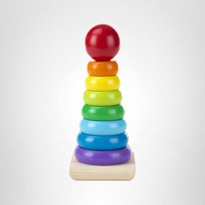 Melissa & Doug Rainbow Stacker Wooden Ring Educational Toy - Wooden Stacking Rings, Stacker Toys for Toddlers Ages 2+