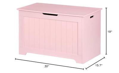 Saicool Wooden Storage Chest,30/40 Inch Storage Trunk w/2 Safety Hinges, Storage Bench, Modern Lift Top Chest Box Organizer (Pink, 30 L x 15.7 W x19 H Inch)