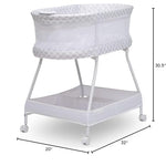 Delta Children Sweet Dreams Bassinet with Airflow Mesh Bedside Portable Crib with Vibration Lights and Music, Grey Infinity
