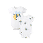 pureborn 2-Pack Unisex Baby Bodysuits Twins Short Sleeve Cotton Bodysuit for Infant Boys Girls 0-3 Months Honey Bee