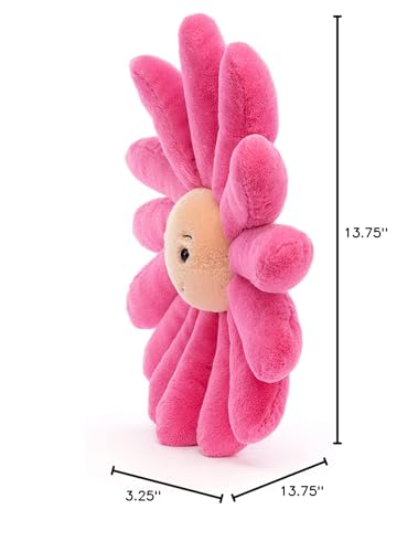Jellycat Fleury Gerbera Flower Stuffed Animal, Medium 14 inches - Plant Plush Toy - Classic Children's Gift