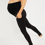 Motherhood Maternity womens Performance Active Over the Belly and Post Partum Leggings, Jet Black, Large